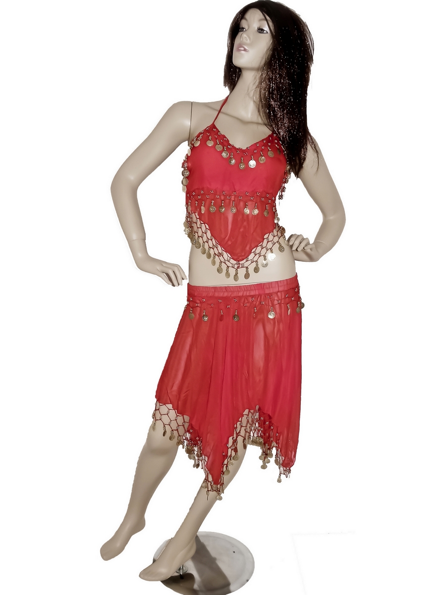 Costume de danse orientale jupe rouge