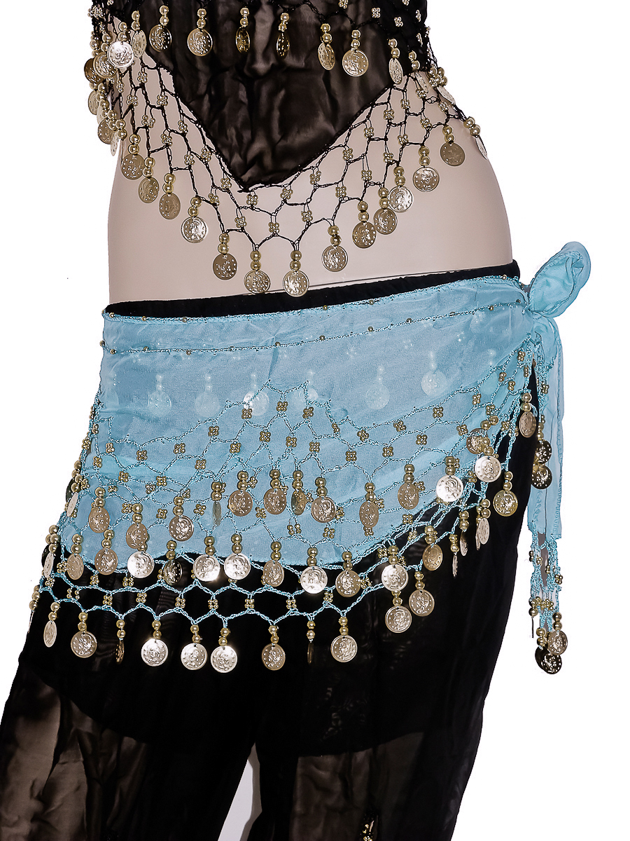 Foulard à sequins turquoise danse orientale
